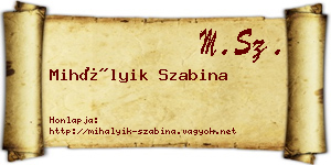 Mihályik Szabina névjegykártya
